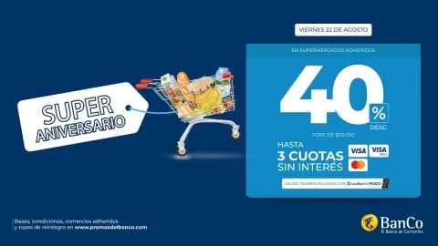 Banco de Corrientes celebra su "Súper Aniversario": hasta un 40% de descuento